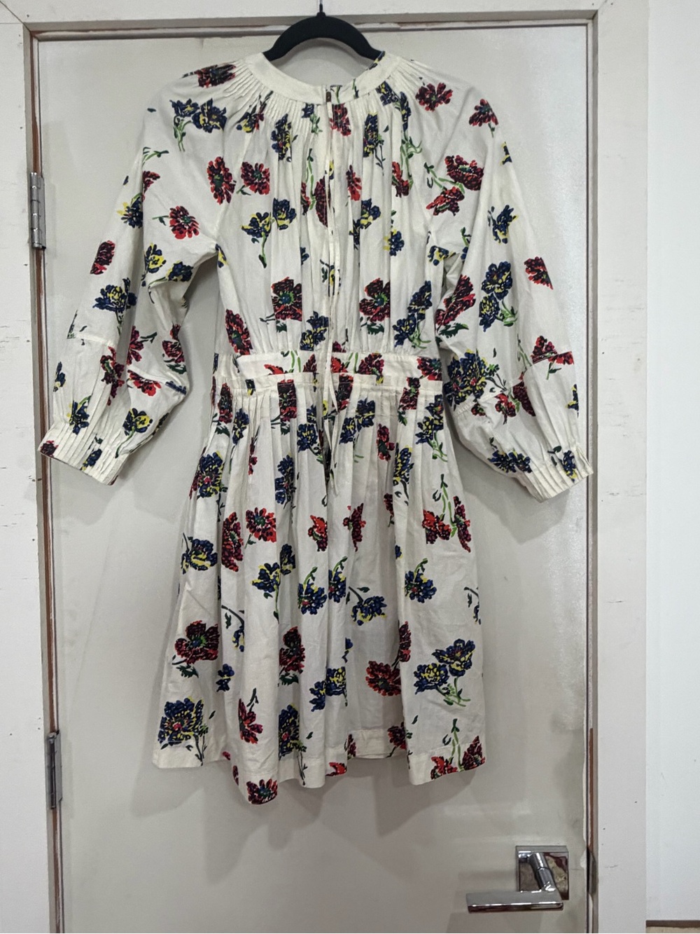Ulla Johnson White Cotton Dress with Red & Blue Floral Print